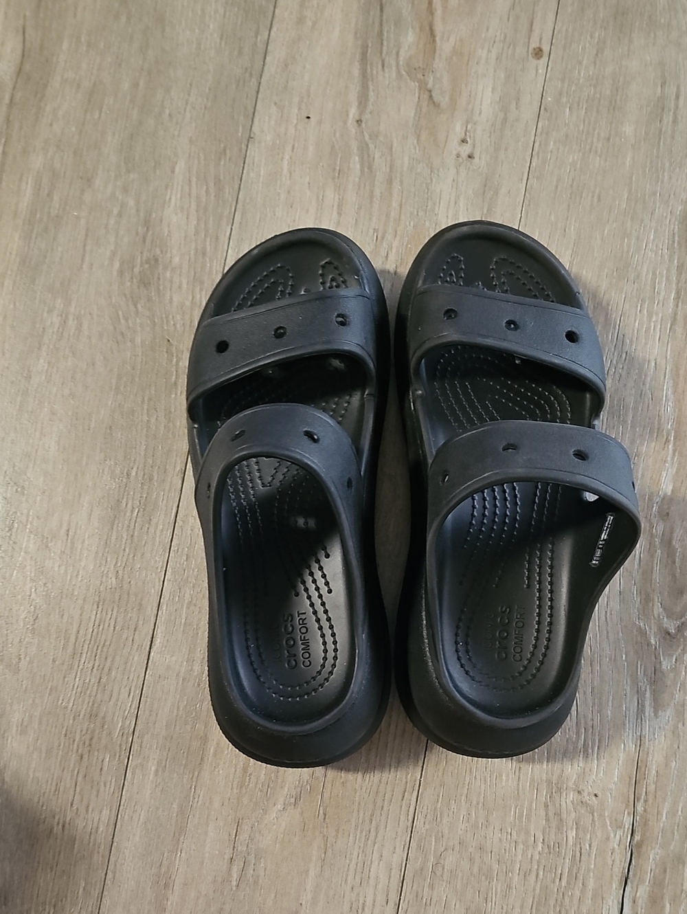 CROCS Black Double-Strap Slide Sandals - Picture 1 of 4